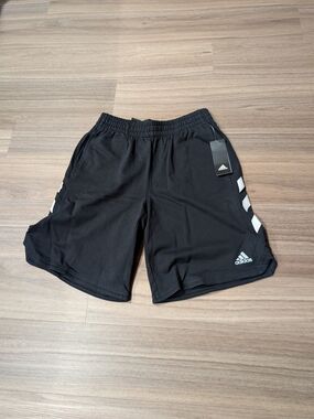 adidas Black Kids Athletic Shorts with White Chevron